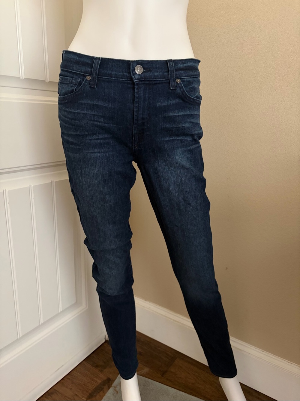 Vintage 7 For All Mankind Women's Dark Blue Skinny Jeans